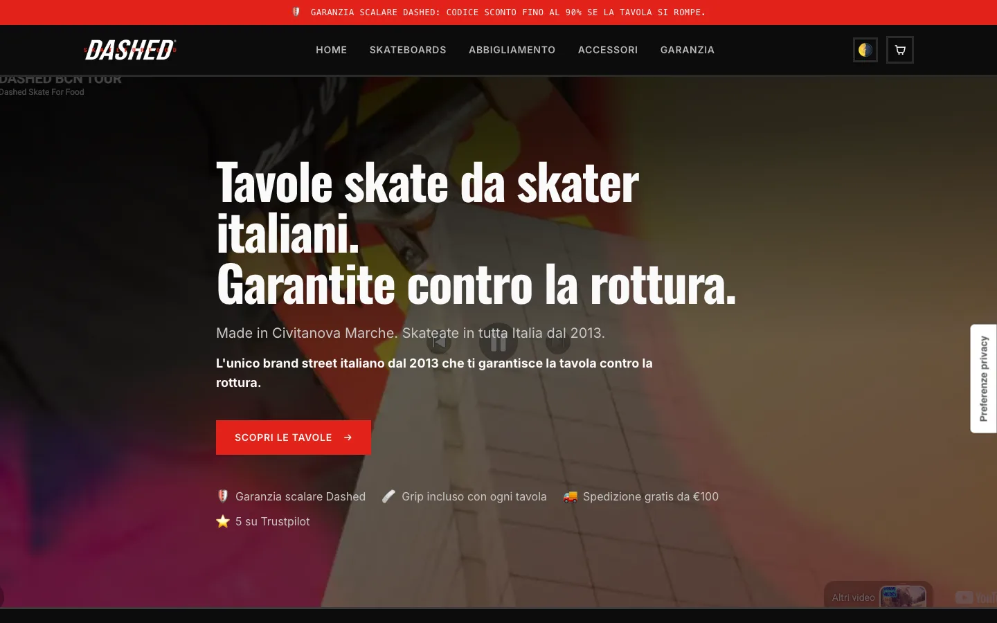 Il lavoro per Dashed, su desktop