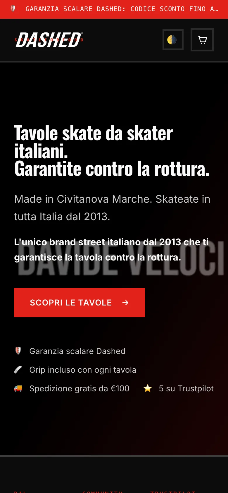 Il lavoro per Dashed, su telefono